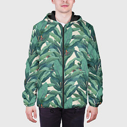 Куртка с капюшоном мужская Листья Банановых Деревьев, цвет: 3D-черный — фото 2