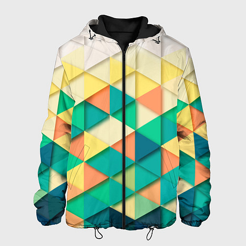 Мужская куртка Цветные объемные треугольники / 3D-Черный – фото 1