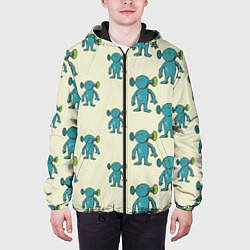 Куртка с капюшоном мужская Милые зеленые человечки, цвет: 3D-черный — фото 2