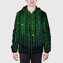 Куртка с капюшоном мужская Бинарная матрица, цвет: 3D-черный — фото 2