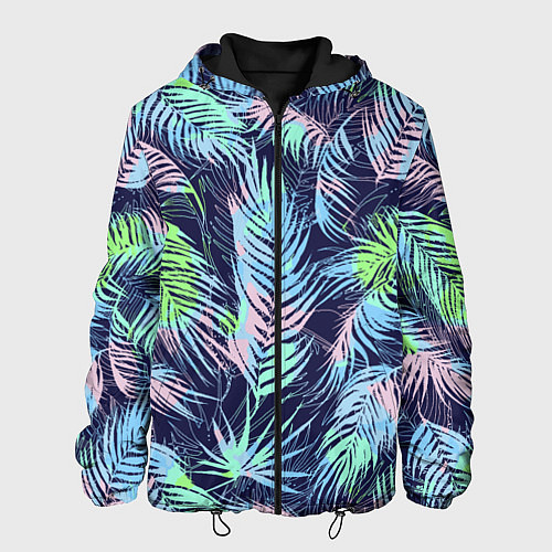 Мужская куртка Разноцветные Листья Пальм / 3D-Черный – фото 1