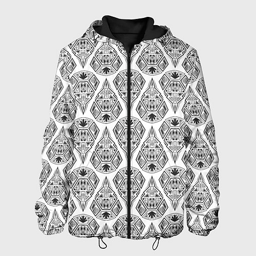 Мужская куртка Черно-белый геометрический узор Арт деко / 3D-Черный – фото 1