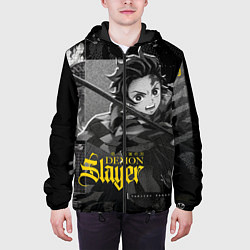 Куртка с капюшоном мужская Demon slayerИстребитель демонов, цвет: 3D-черный — фото 2