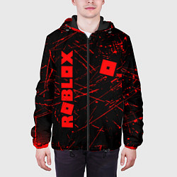 Куртка с капюшоном мужская ROBLOX красный логотип, цвет: 3D-черный — фото 2