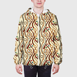 Куртка с капюшоном мужская Ремни и драгоценные камни, цвет: 3D-белый — фото 2