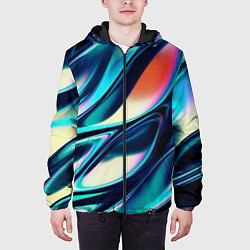 Куртка с капюшоном мужская Abstract Wave, цвет: 3D-черный — фото 2