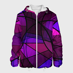 Куртка с капюшоном мужская Абстрактный в пурпурных тонах узор, цвет: 3D-белый