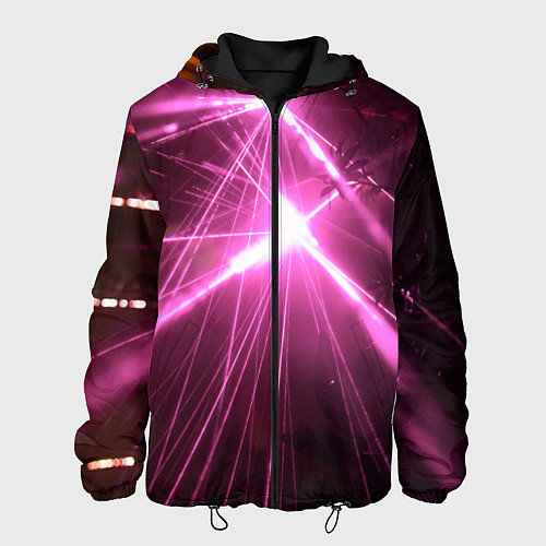Мужская куртка Неоновые лазеры во тьме - Розовый / 3D-Черный – фото 1
