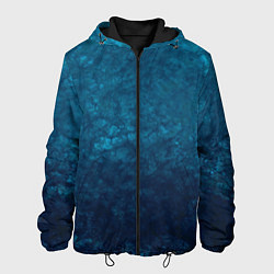 Куртка с капюшоном мужская Синий абстрактный мраморный узор, цвет: 3D-черный