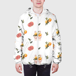 Куртка с капюшоном мужская Узор Руки и Апельсины, цвет: 3D-белый — фото 2