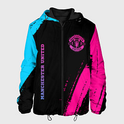 Куртка с капюшоном мужская Manchester United Neon Gradient, цвет: 3D-черный