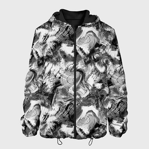 Мужская куртка Абстрактный в серых тонах фон с головой рыбы / 3D-Черный – фото 1