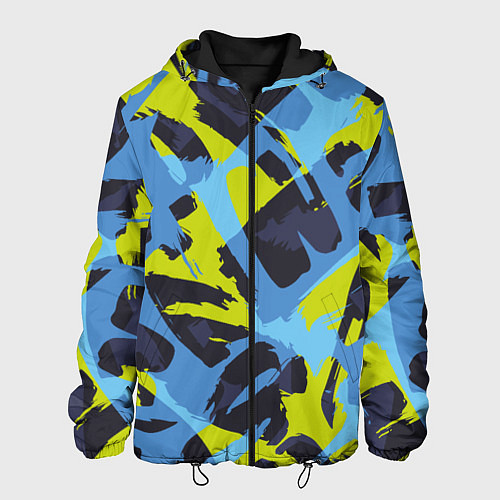 Мужская куртка Сине-салатовая абстракция / 3D-Черный – фото 1