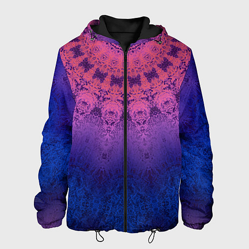 Мужская куртка Розово-синий круглый орнамент калейдоскоп / 3D-Черный – фото 1