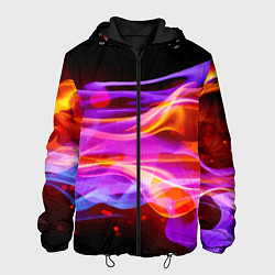 Куртка с капюшоном мужская Abstract colorful waves, цвет: 3D-черный