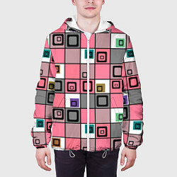 Куртка с капюшоном мужская Розовый геометрический узор Geometric shapes, цвет: 3D-белый — фото 2