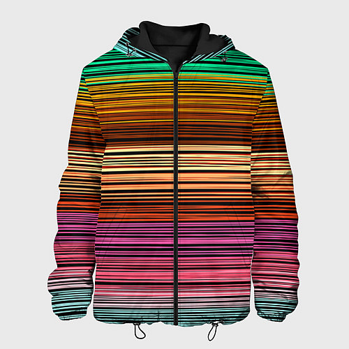 Мужская куртка Multicolored thin stripes Разноцветные полосы / 3D-Черный – фото 1