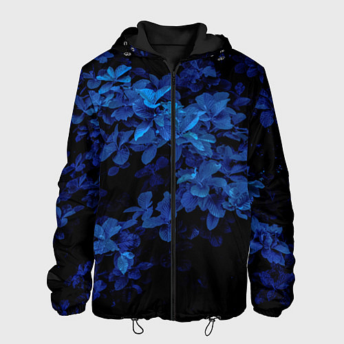 Мужская куртка BLUE FLOWERS Синие цветы / 3D-Черный – фото 1