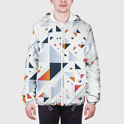 Куртка с капюшоном мужская Абстрактные Треугольные Формы, цвет: 3D-белый — фото 2