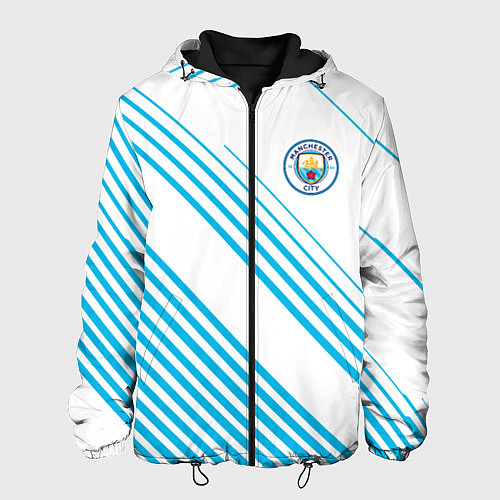 Мужская куртка Манчестер сити голубые полоски / 3D-Черный – фото 1