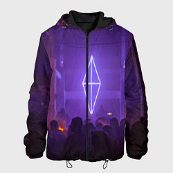 Куртка с капюшоном мужская Неоновое помещение с людьми - Фиолетовый, цвет: 3D-черный