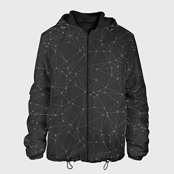 Куртка с капюшоном мужская Контурный Многоугольник На Чёрном Фоне, цвет: 3D-черный