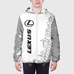Куртка с капюшоном мужская Lexus Speed на светлом фоне со следами шин, цвет: 3D-белый — фото 2