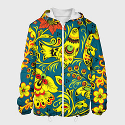 Куртка с капюшоном мужская Хохломская Роспись Две Птицы, цвет: 3D-белый