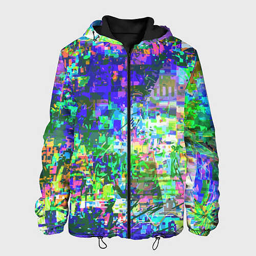 Мужская куртка Красочный авангардный глитч Экспрессия / 3D-Черный – фото 1