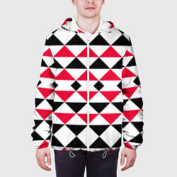 Куртка с капюшоном мужская Geometric shapes triangles, цвет: 3D-белый — фото 2