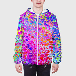 Куртка с капюшоном мужская Красочные всплески красок Экспрессия, цвет: 3D-белый — фото 2