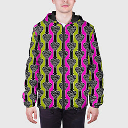 Куртка с капюшоном мужская Striped multicolored pattern Сердце, цвет: 3D-черный — фото 2