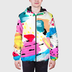 Куртка с капюшоном мужская Всплески красок Лето, цвет: 3D-черный — фото 2