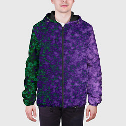 Куртка с капюшоном мужская Marble texture purple green color, цвет: 3D-черный — фото 2