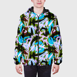 Куртка с капюшоном мужская Абстрактный узор Пятна краски, цвет: 3D-черный — фото 2