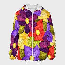 Куртка с капюшоном мужская MULTICOLORED PANSIES, цвет: 3D-белый