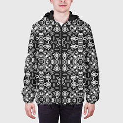 Куртка с капюшоном мужская Black and white ethnic oriental ornament, цвет: 3D-черный — фото 2
