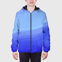 Куртка с капюшоном мужская Blue abstract pattern, цвет: 3D-черный — фото 2