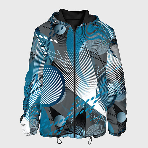 Мужская куртка Абстрактный серо-синий принт / 3D-Черный – фото 1