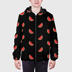 Куртка с капюшоном мужская Арбузик паттерн, цвет: 3D-черный — фото 2