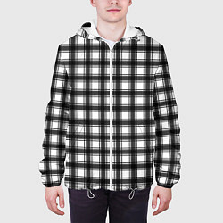 Куртка с капюшоном мужская Black and white trendy checkered pattern, цвет: 3D-белый — фото 2