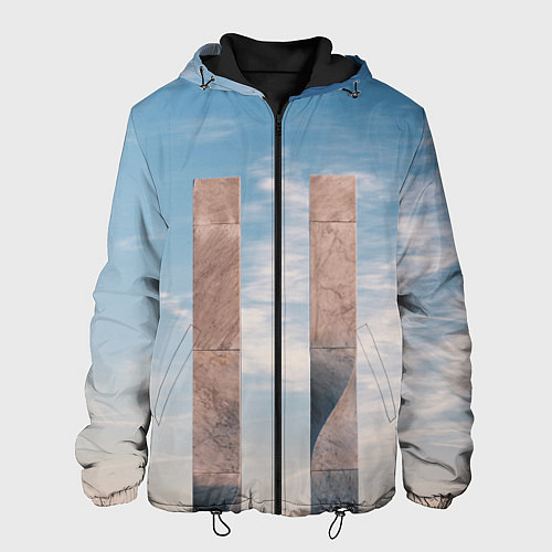 Мужская куртка Абстрактные блоки и небо - Голубой / 3D-Черный – фото 1