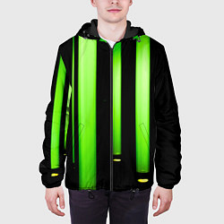 Куртка с капюшоном мужская Абстрактные неоновые колбы с кислотой - Зелёный, цвет: 3D-черный — фото 2