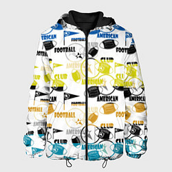 Куртка с капюшоном мужская American football sports pattern, цвет: 3D-черный