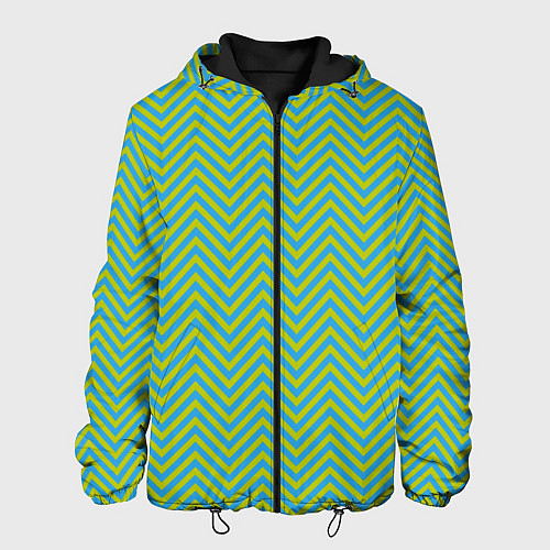 Мужская куртка Зеленые зигзаги / 3D-Черный – фото 1