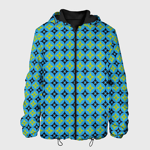 Мужская куртка Зеленые ромбики / 3D-Черный – фото 1