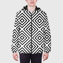 Куртка с капюшоном мужская Абстрактные геометрические ромбы - Обман зрения, цвет: 3D-черный — фото 2