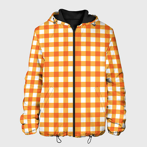 Мужская куртка Бело-оранжевые квадратики / 3D-Черный – фото 1