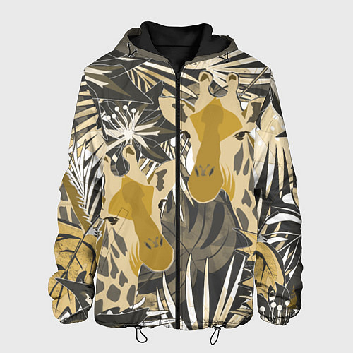 Мужская куртка Жирафы в тропиках / 3D-Черный – фото 1