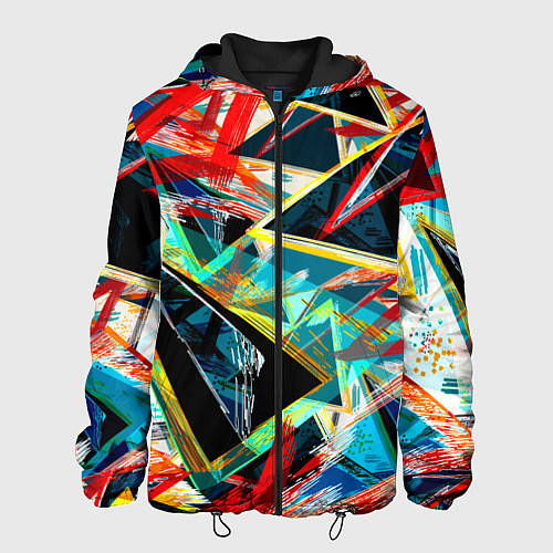 Мужская куртка Яркий абстрактный узор с неоновыми штрихами / 3D-Черный – фото 1